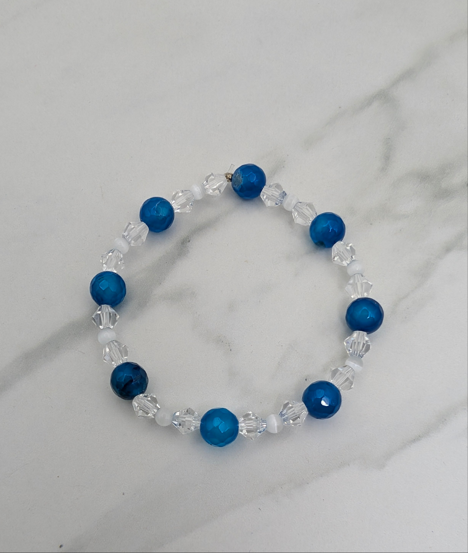 Blue Agate Tiger's Eye Crystal Bracelet