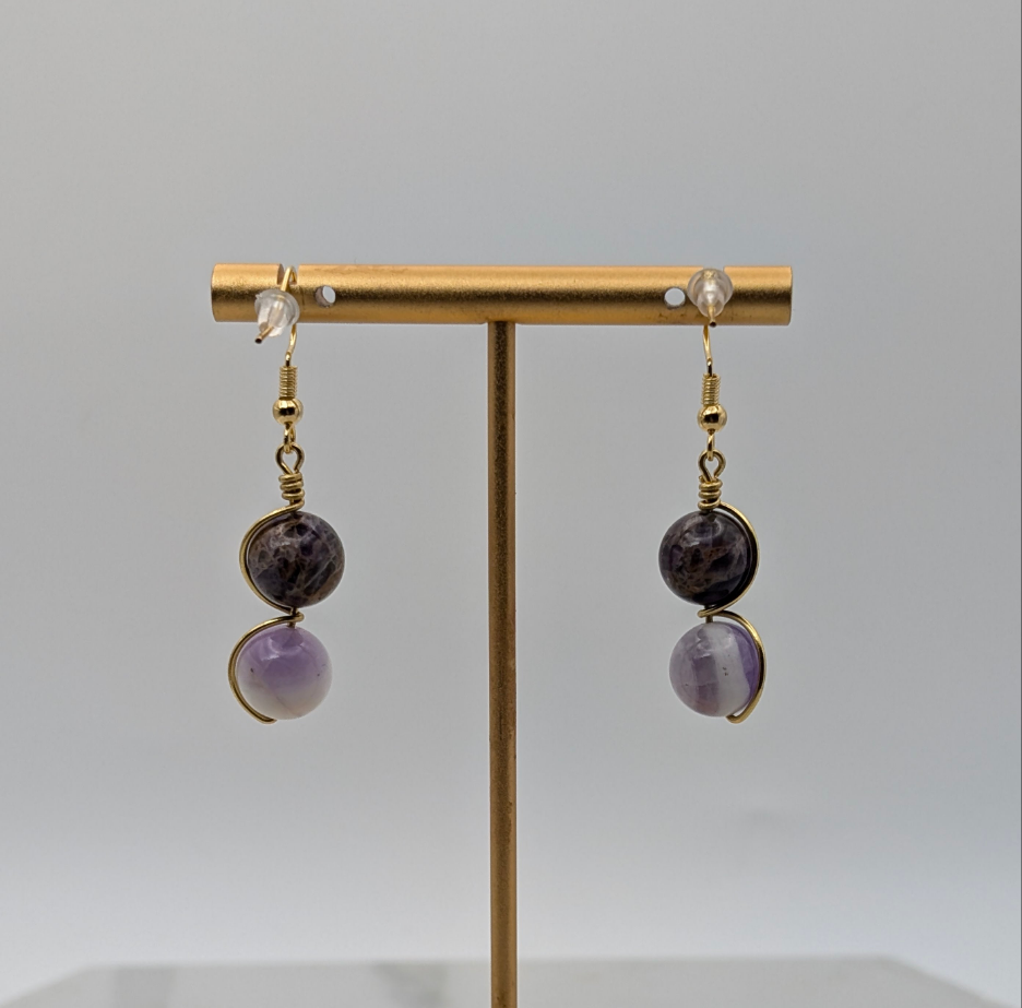 Sage Amethyst Gold Earrings
