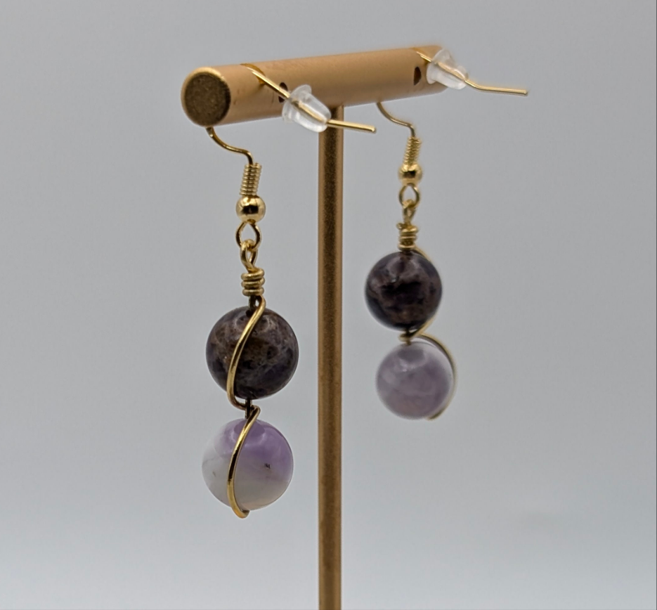 Sage Amethyst Gold Earrings