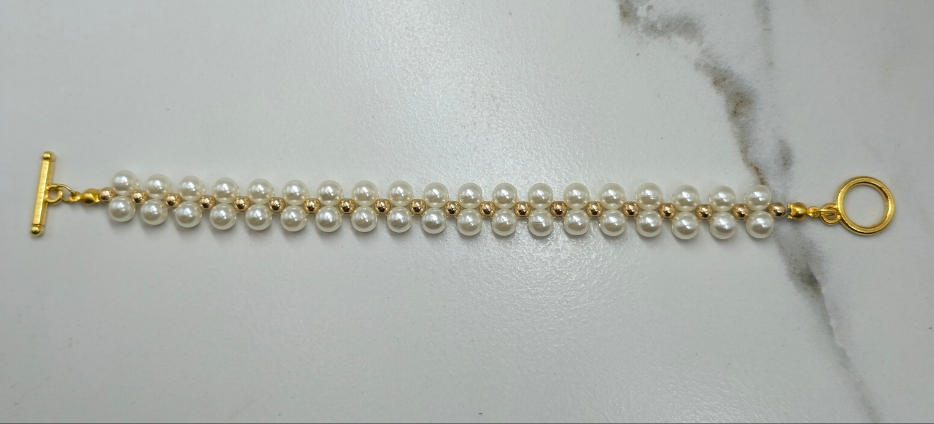 Gold And Pearl Beaded Bracelet