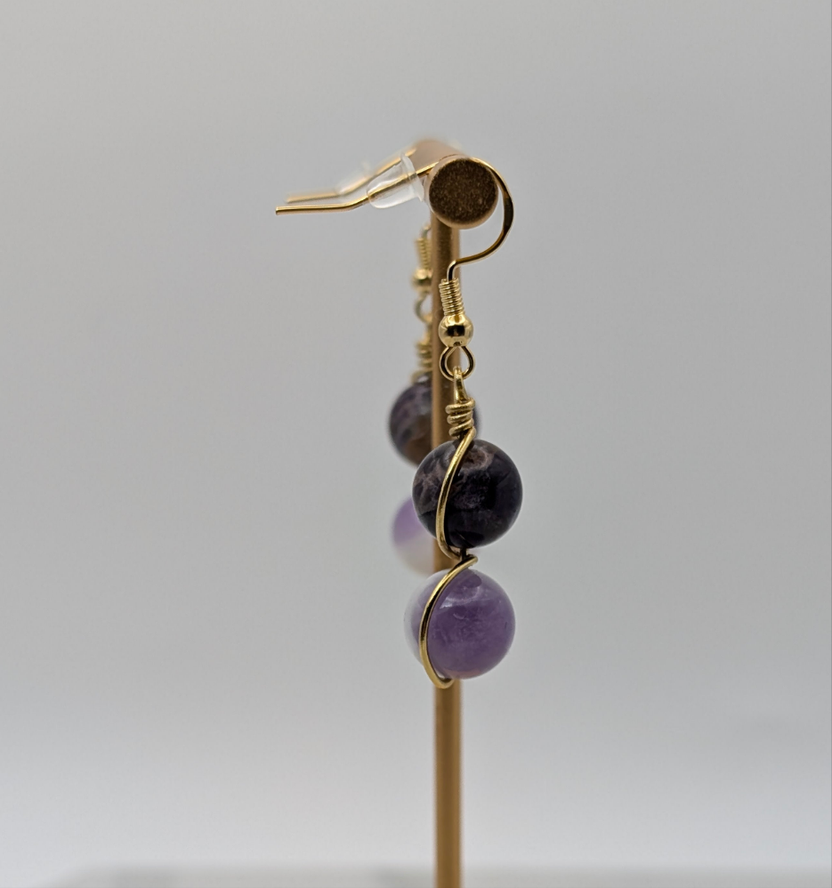 Sage Amethyst Gold Earrings