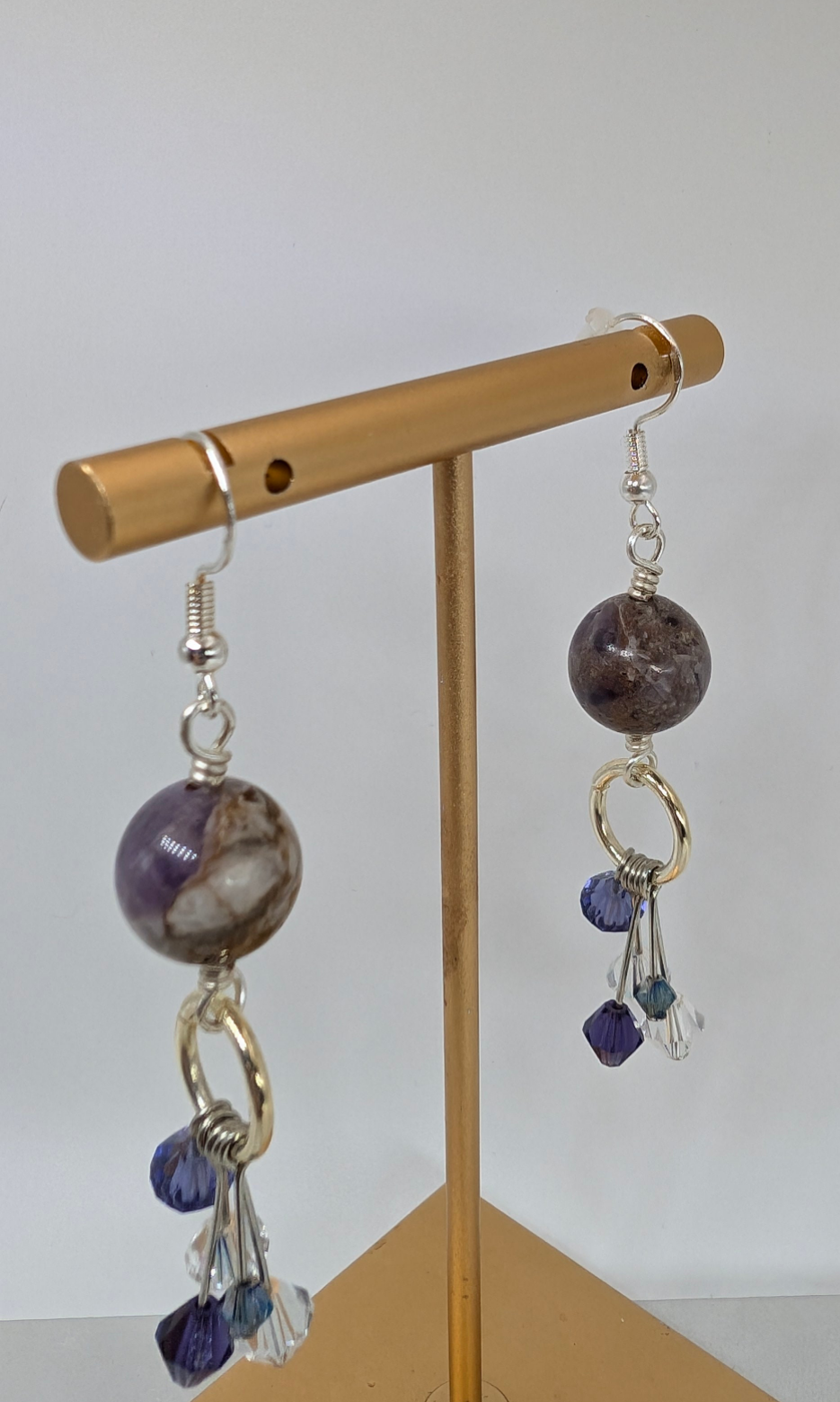 Sage Amethyst And Preciosa Crystal Dangle Earrings