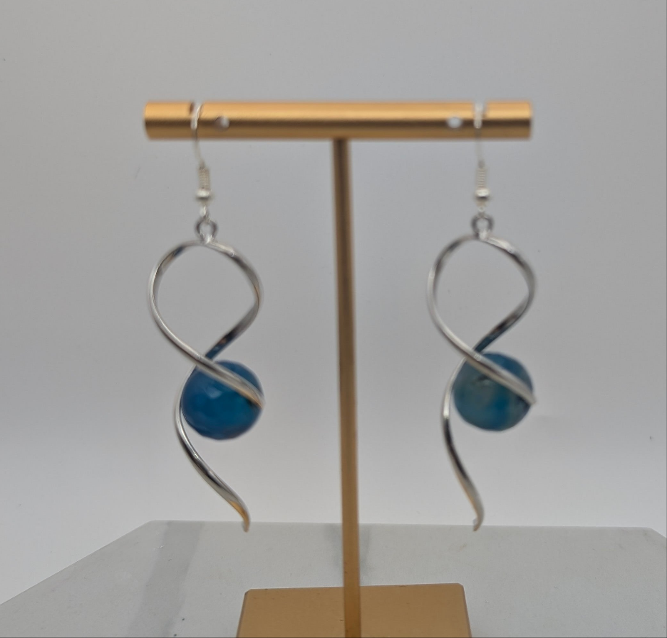 Twist Blue Agate Earrings