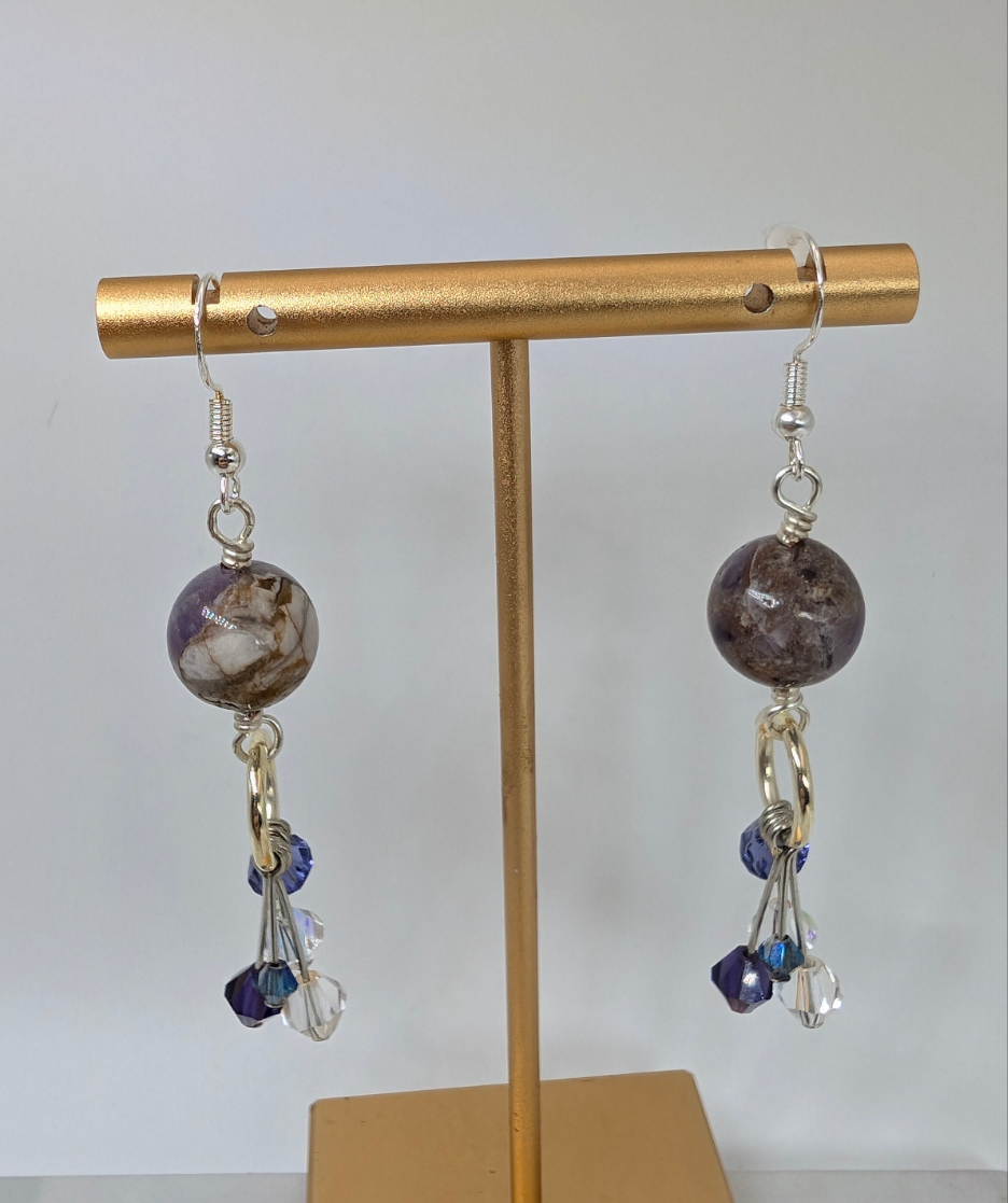 Sage Amethyst And Preciosa Crystal Dangle Earrings