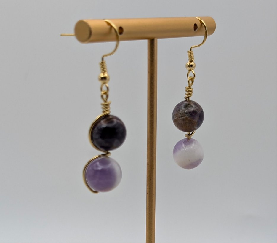 Sage Amethyst Gold Earrings