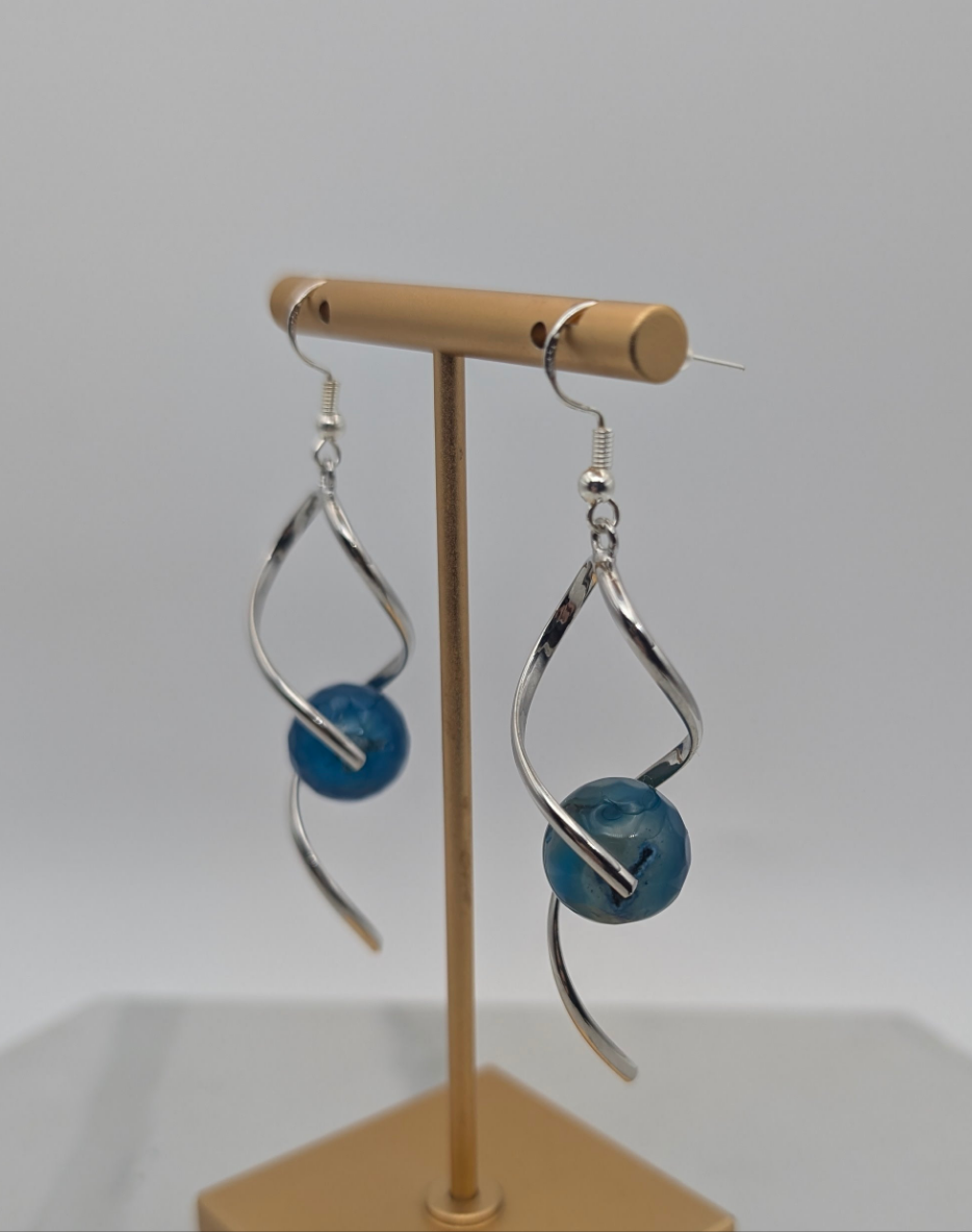 Twist Blue Agate Earrings