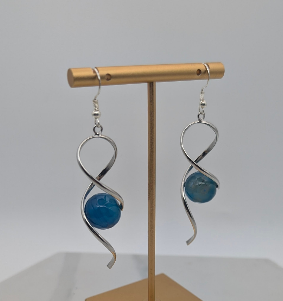 Twist Blue Agate Earrings