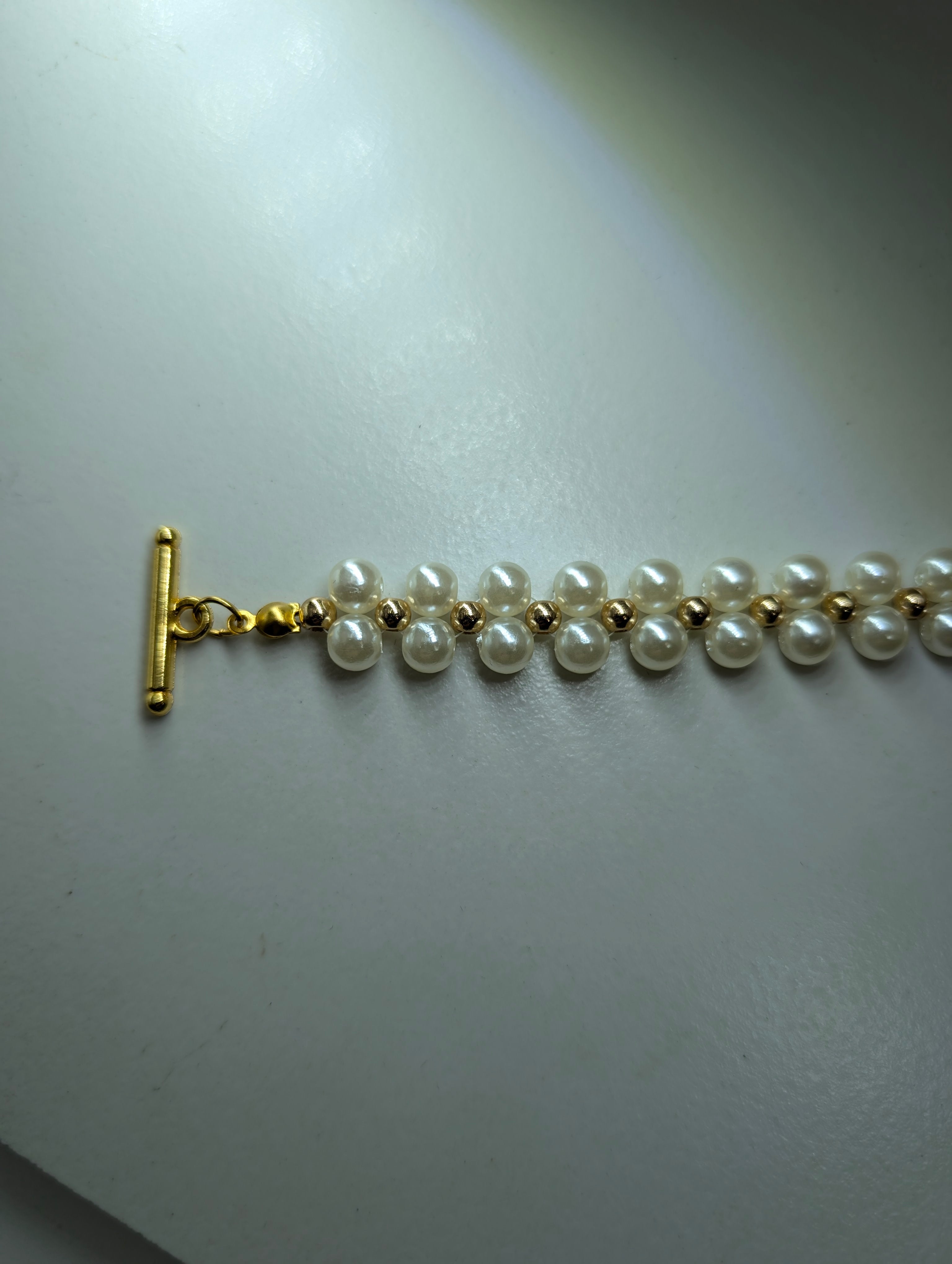 Gold And Pearl Beaded Bracelet