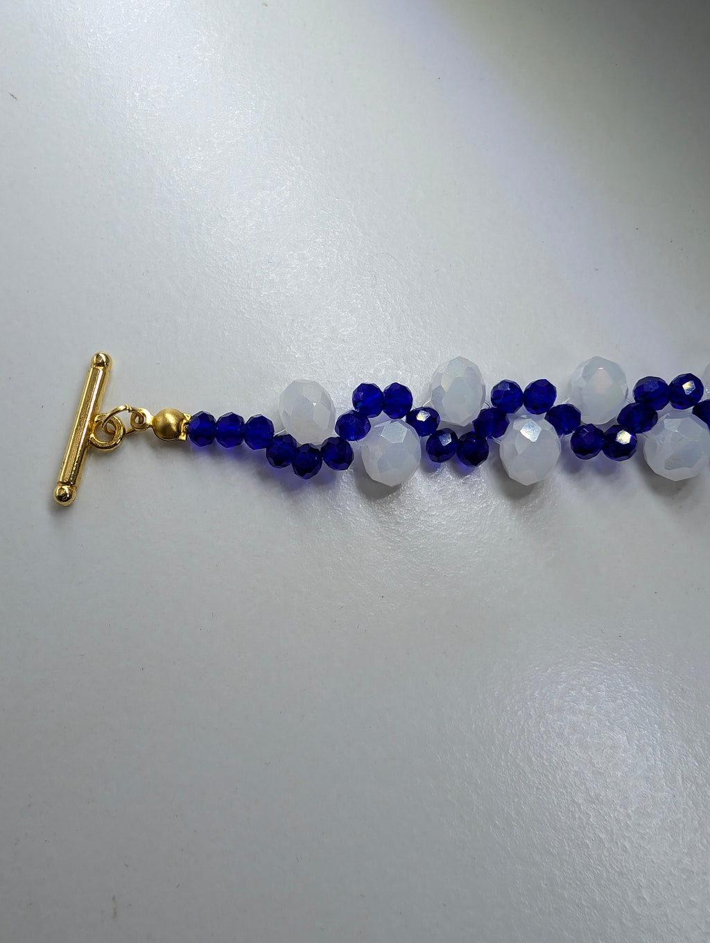Blue And White Beaded Bracelet