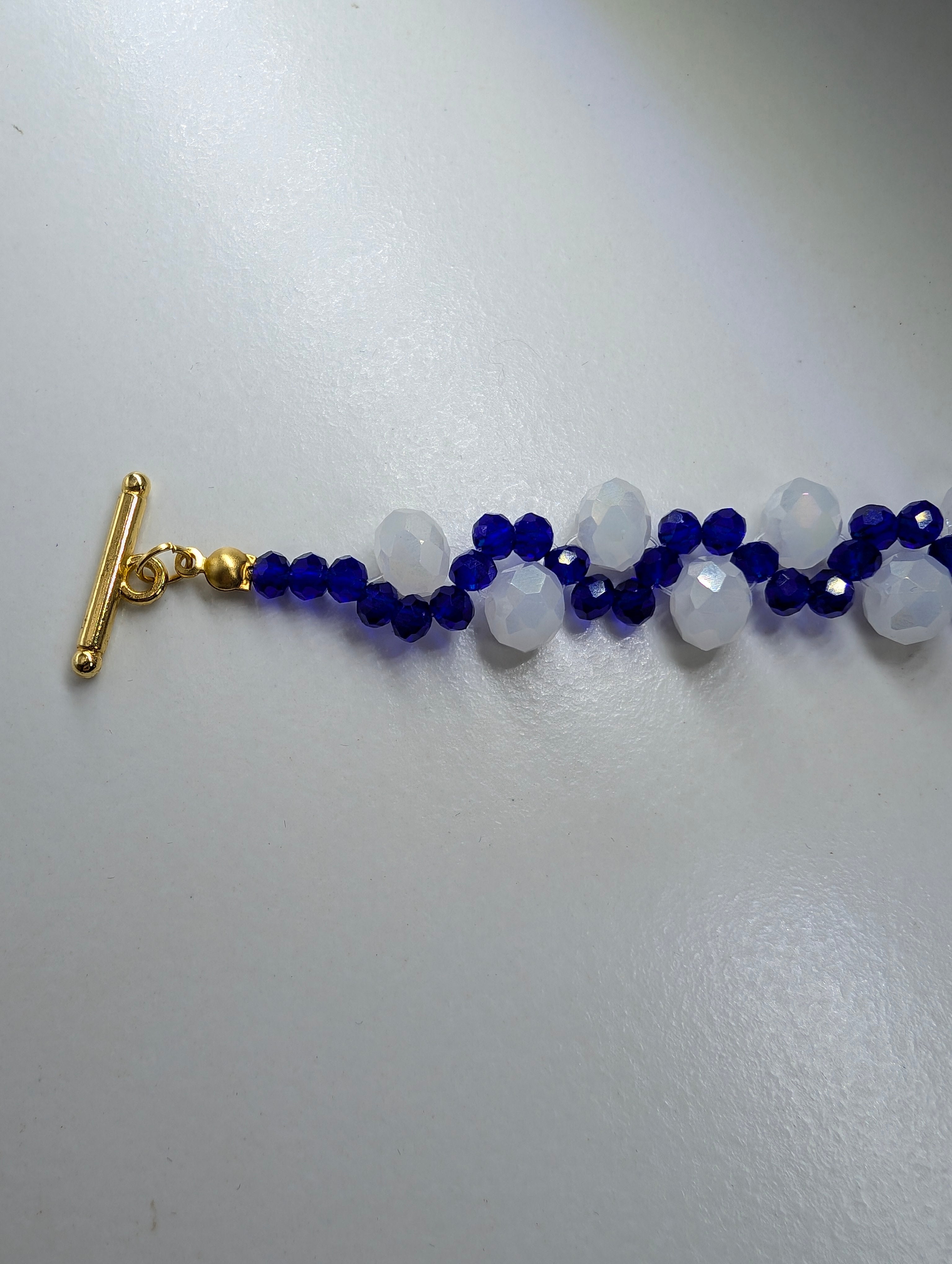 Blue And White Beaded Bracelet