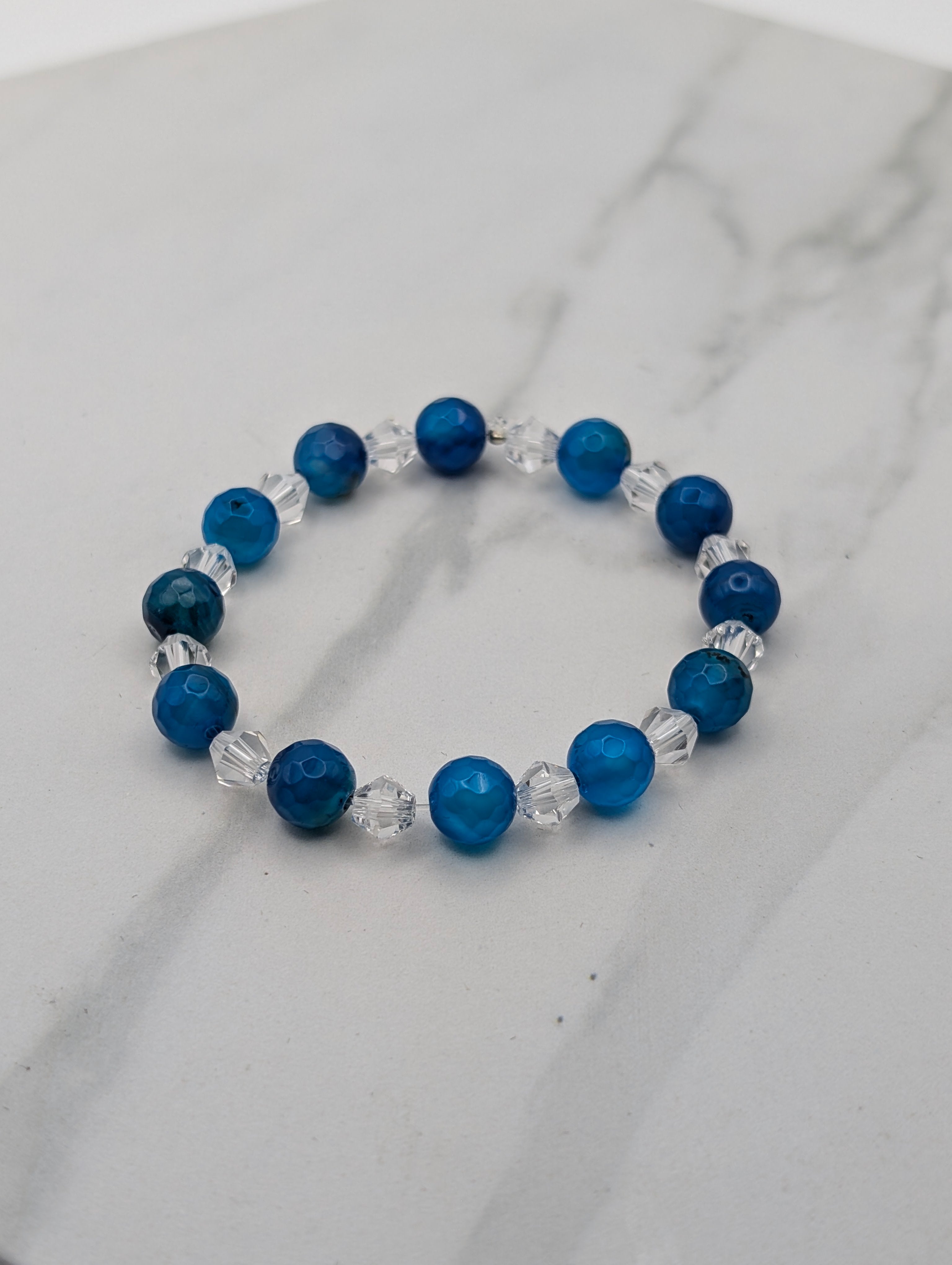 Blue Agate and Preciosa Crystal Bracelet