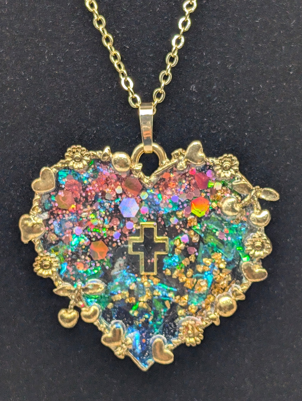 Multicolor Gold Heart Necklace