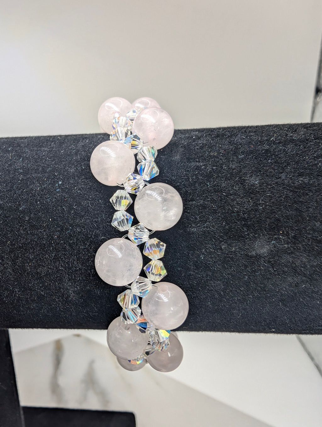Rose Quartz And Preciosa Crystal Bracelet