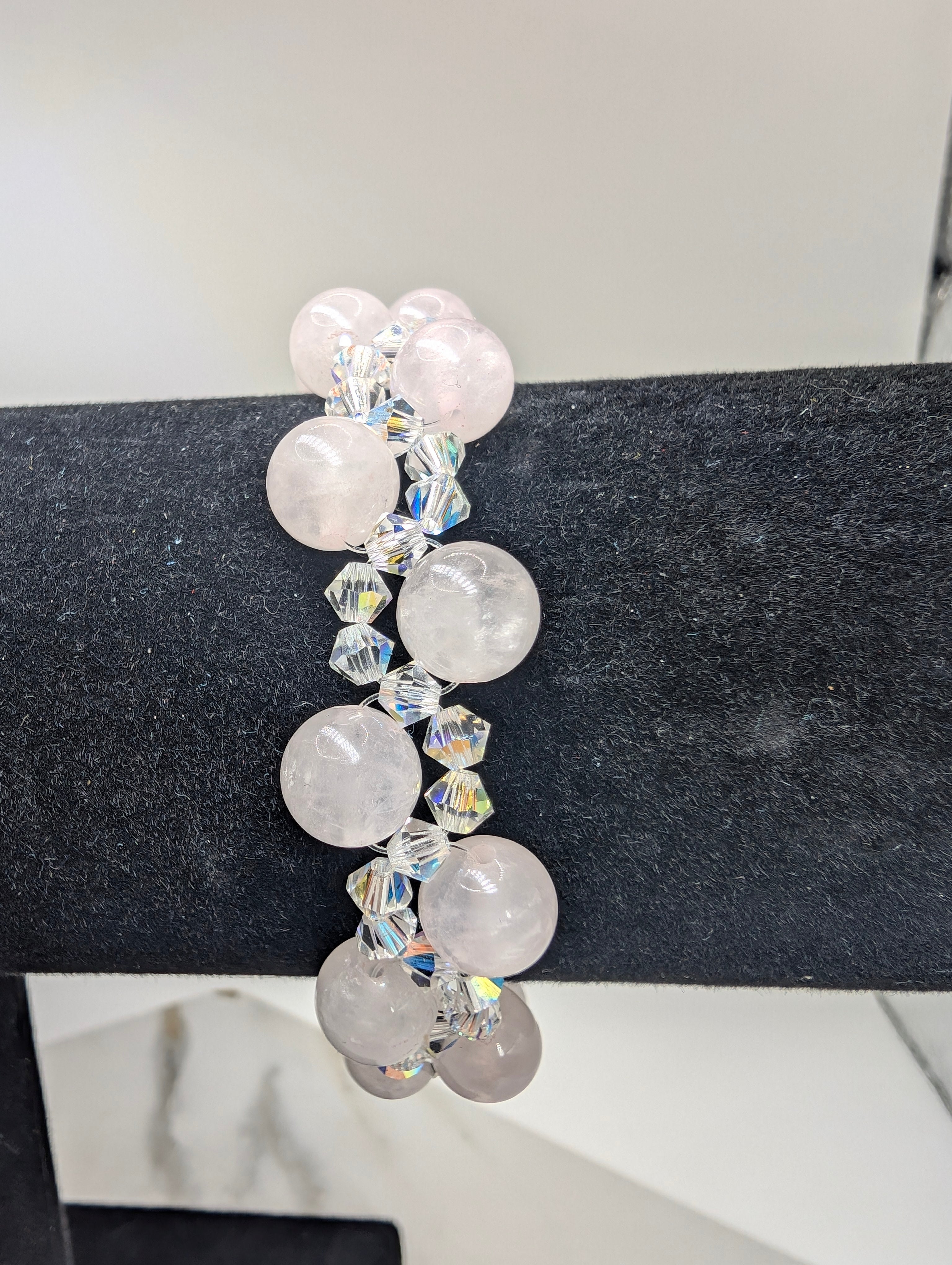 Rose Quartz And Preciosa Crystal Bracelet