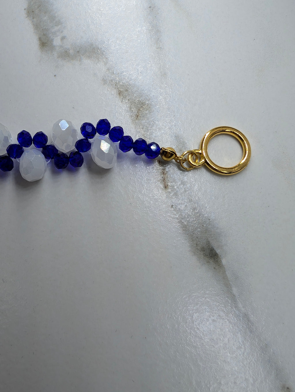 Blue And White Beaded Bracelet