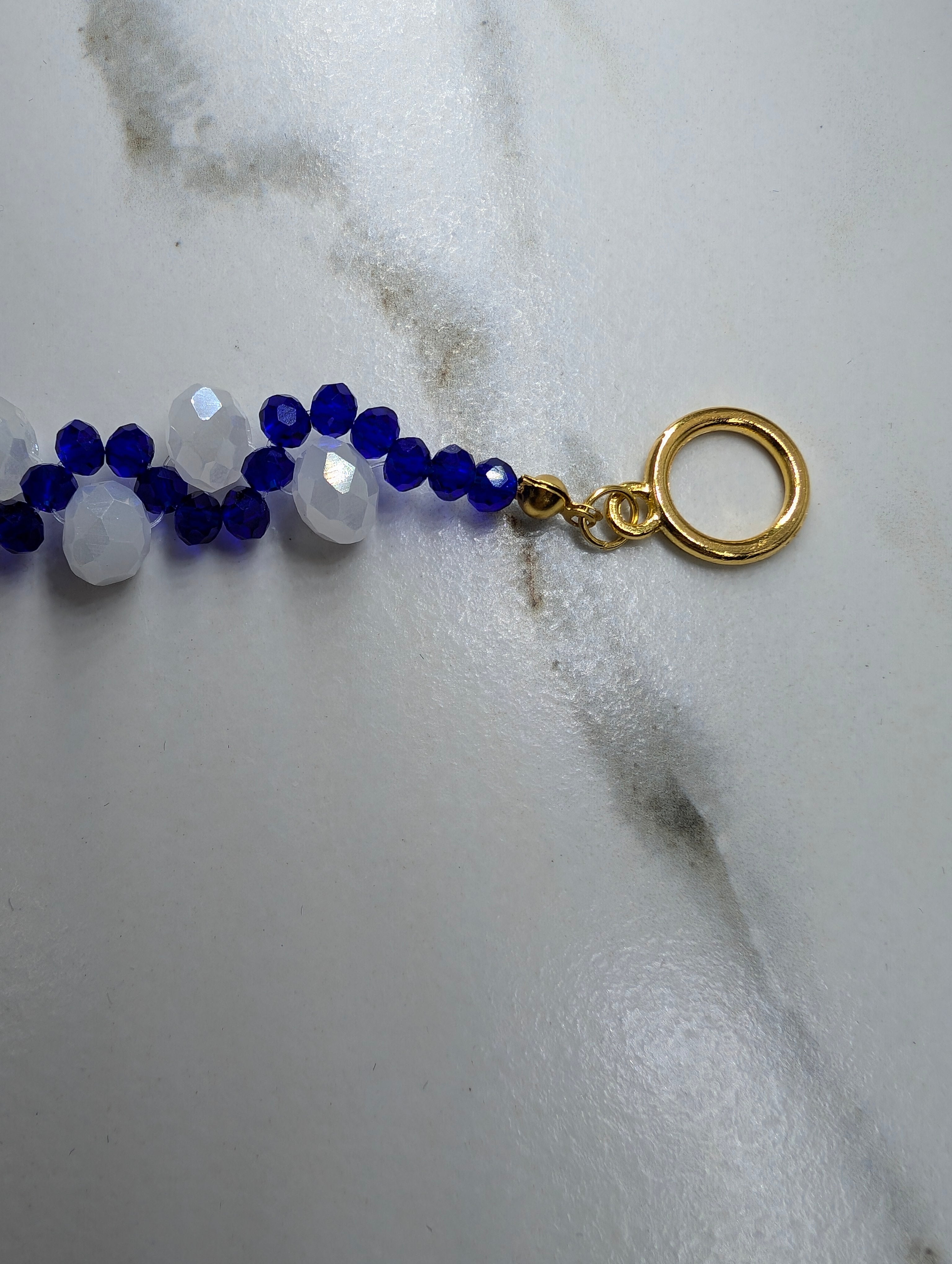 Blue And White Beaded Bracelet