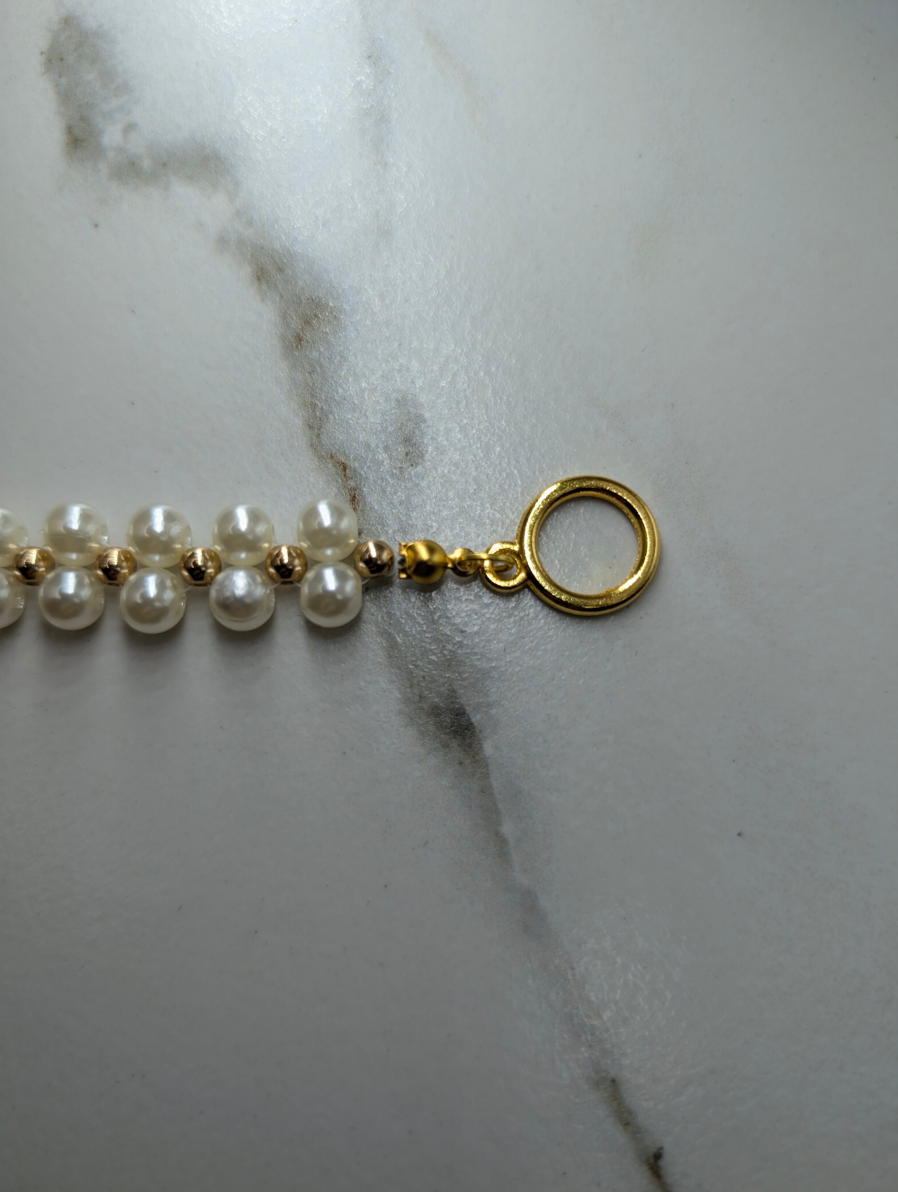 Gold And Pearl Beaded Bracelet