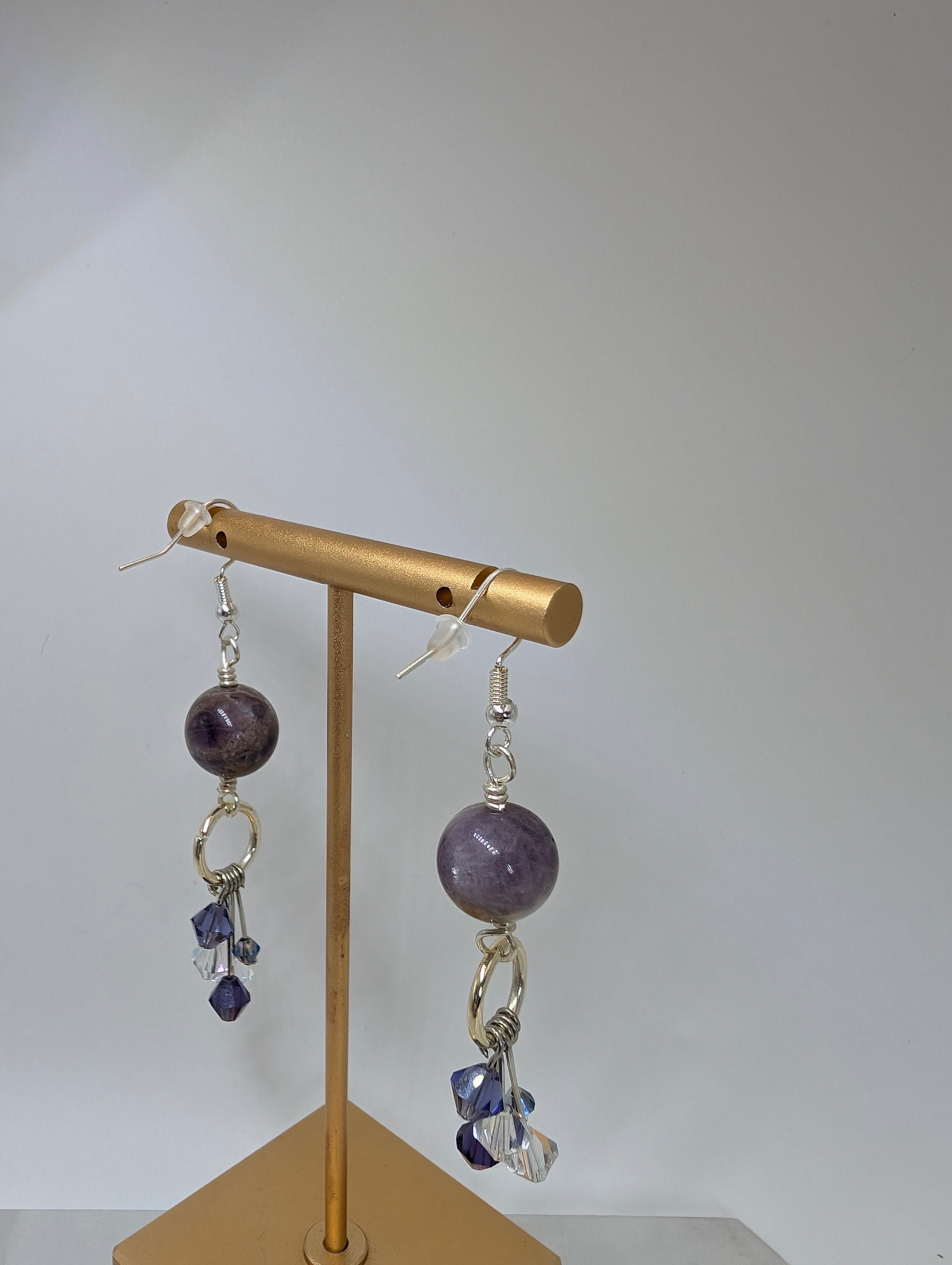 Sage Amethyst And Preciosa Crystal Dangle Earrings