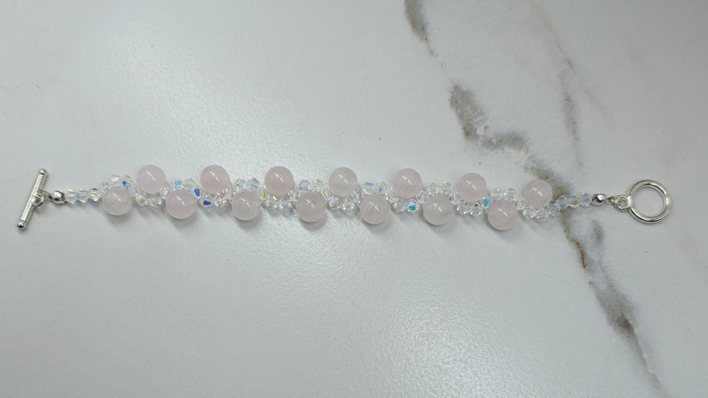 Rose Quartz And Preciosa Crystal Bracelet
