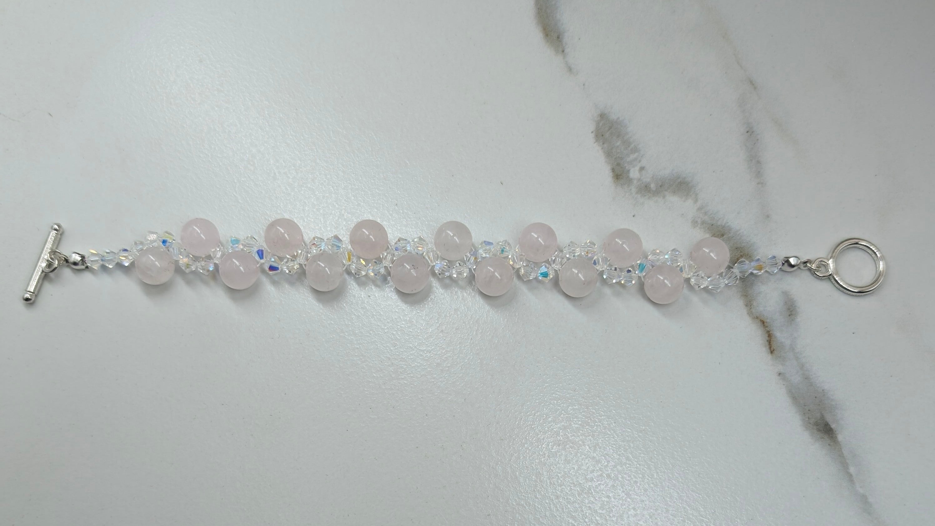 Rose Quartz And Preciosa Crystal Bracelet