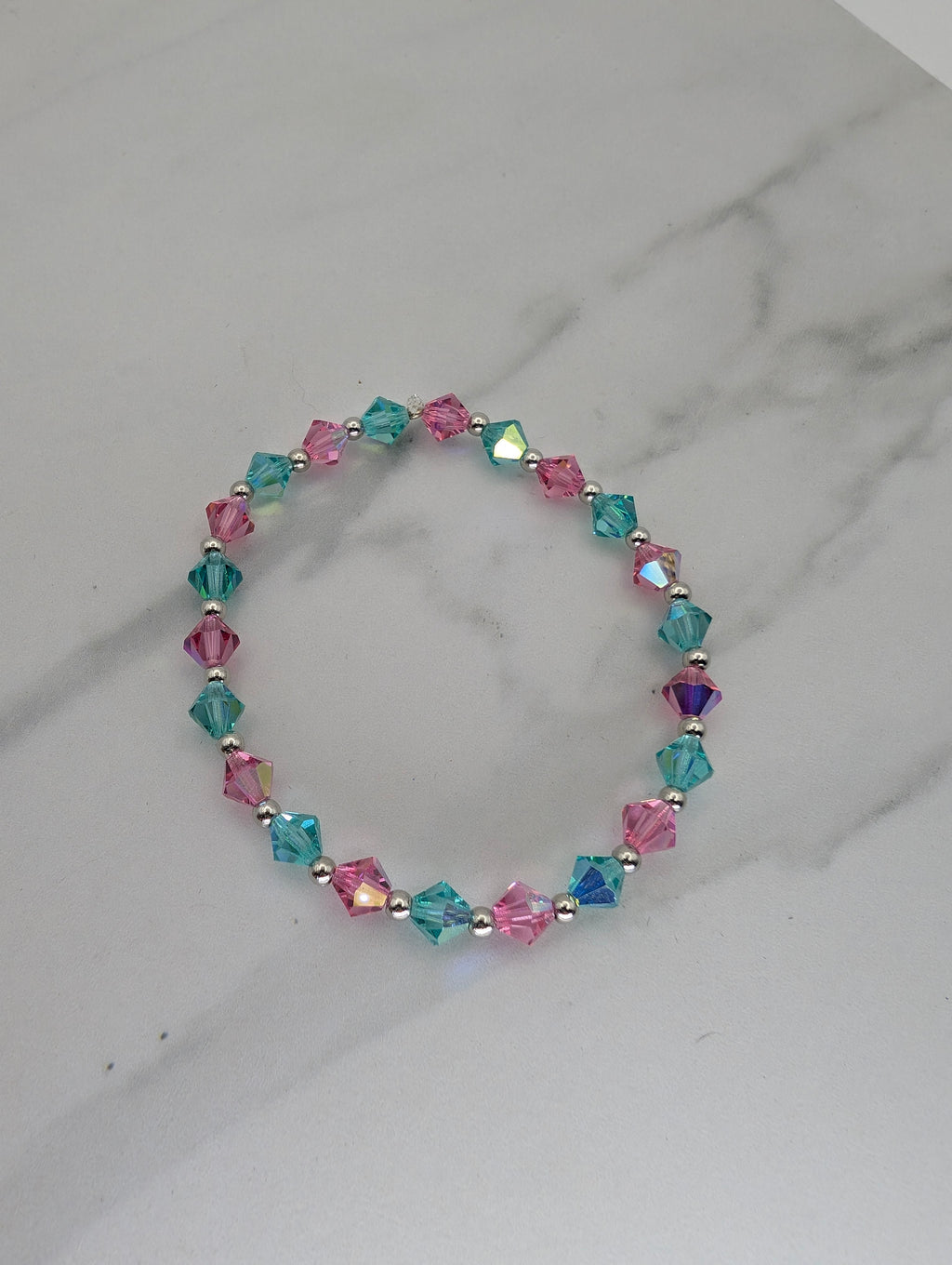 Pink and Teal Crystal Bracelet