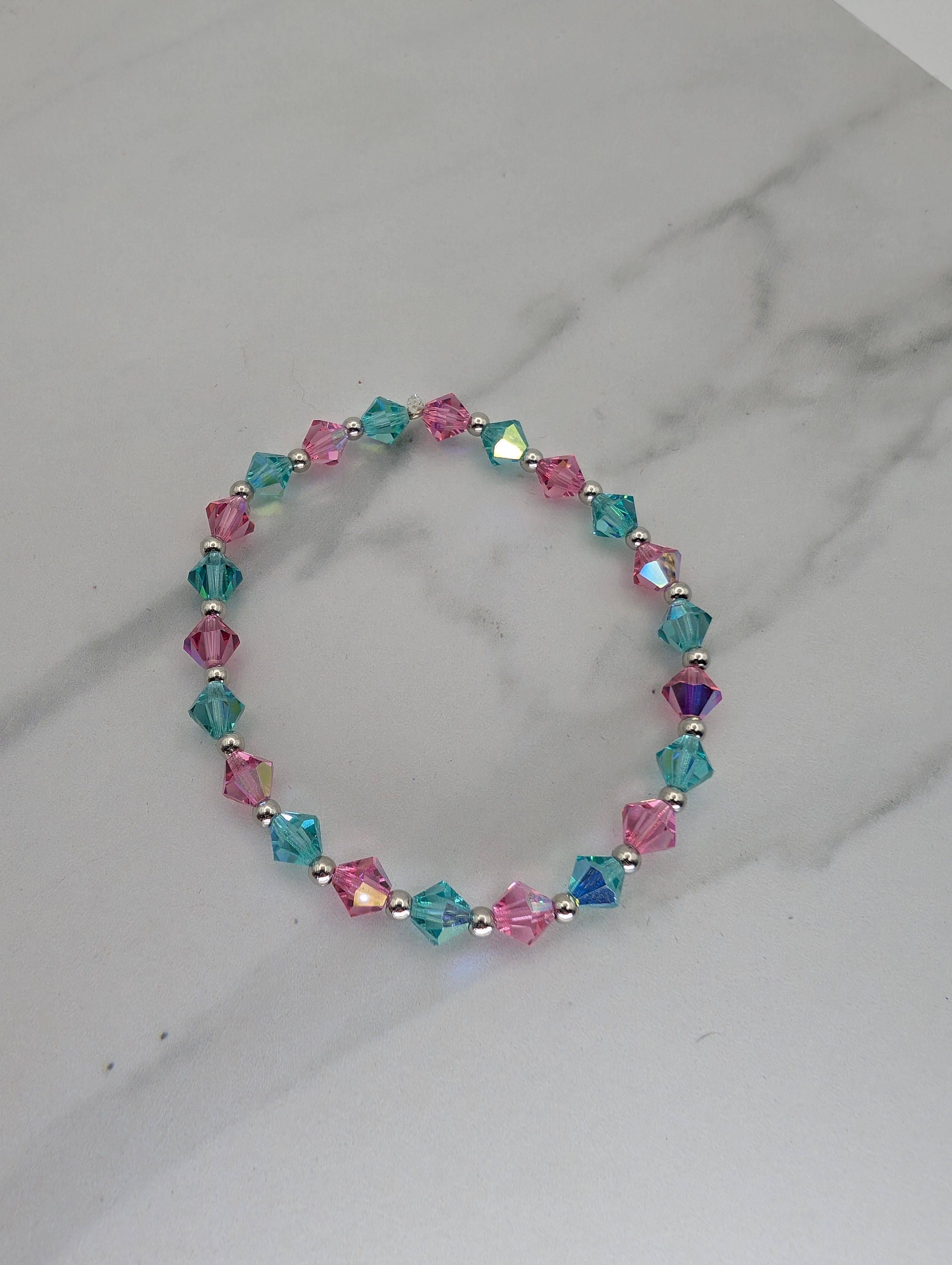 Pink and Teal Crystal Bracelet