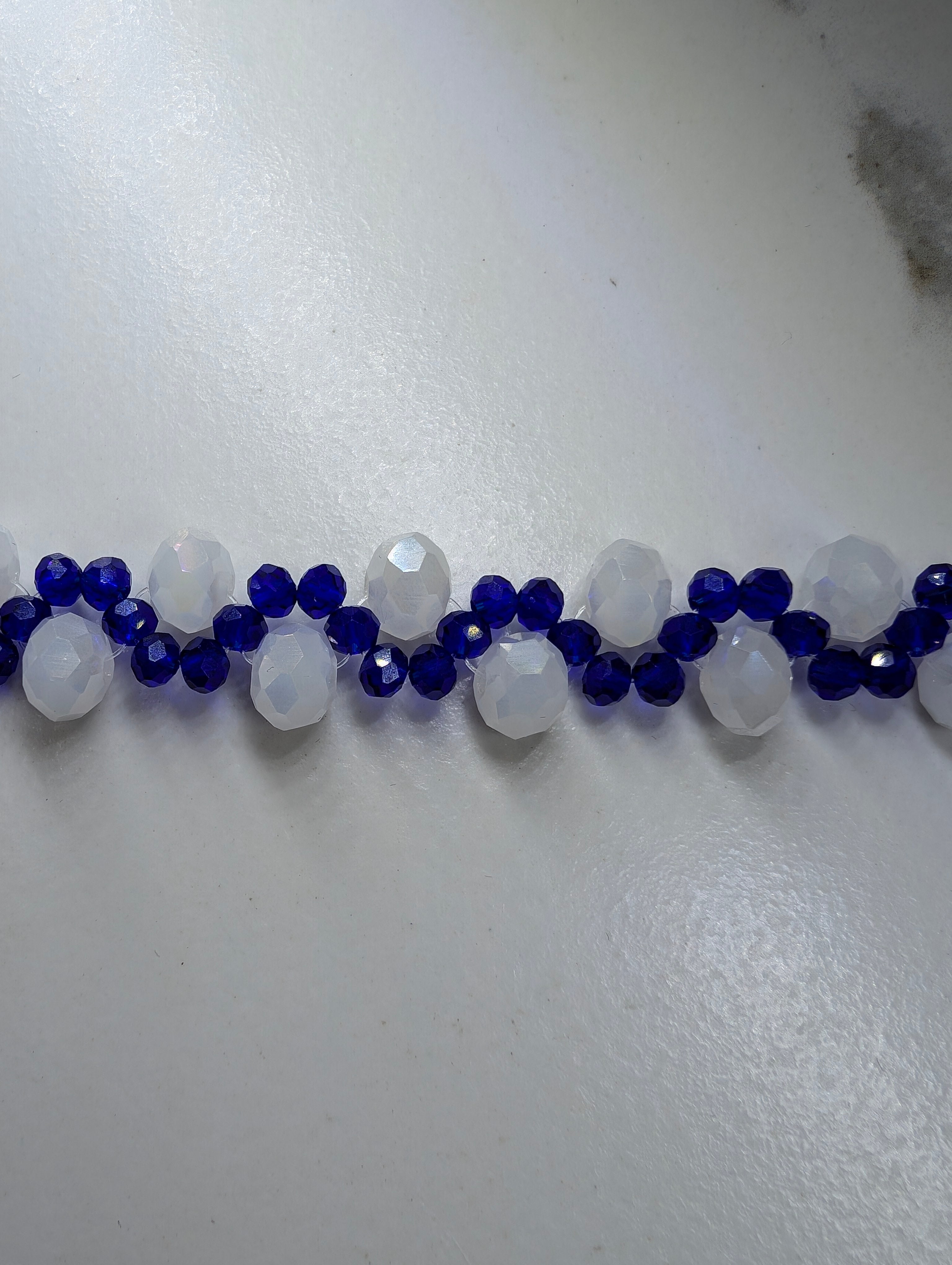 Blue And White Beaded Bracelet