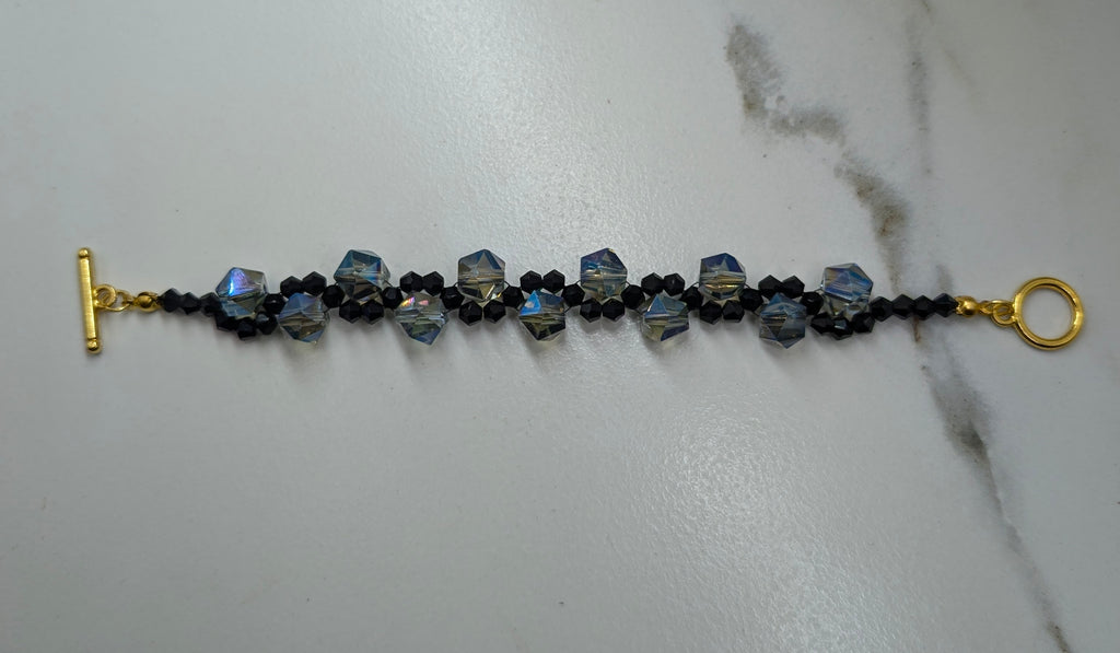 Black And Violet Beaded Bracelet