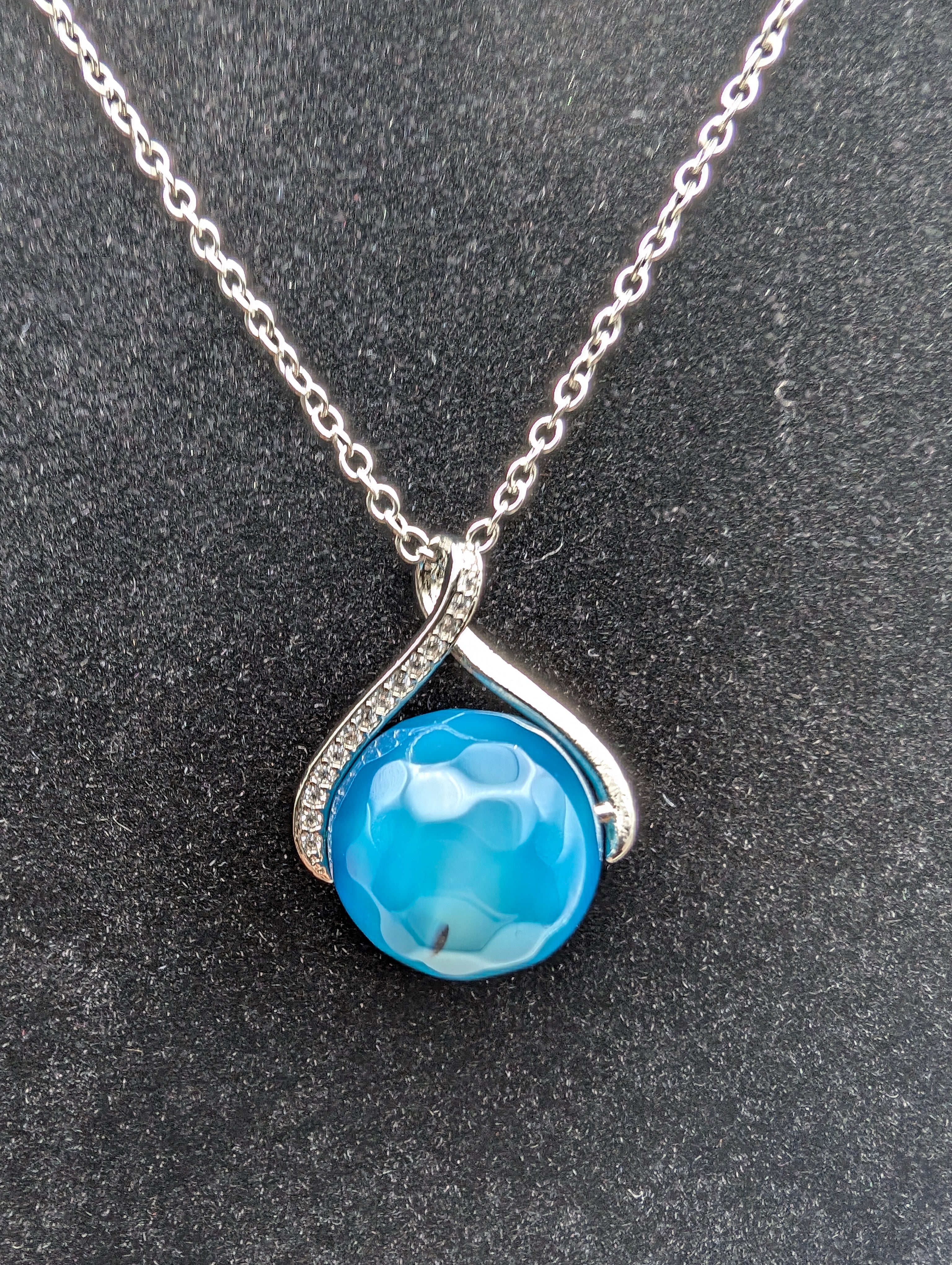 Silver Blue Agate Necklace