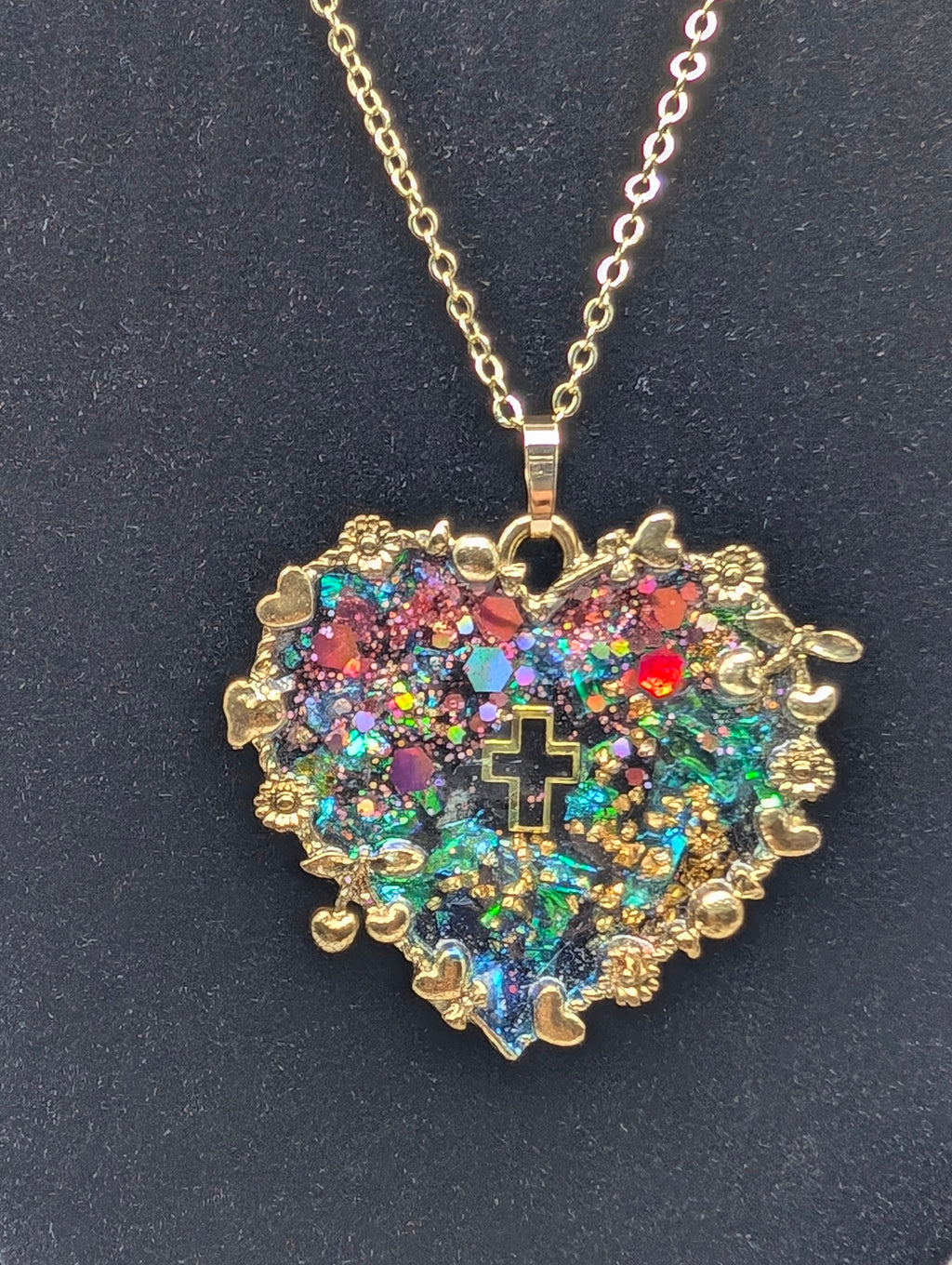 Multicolor Gold Heart Necklace