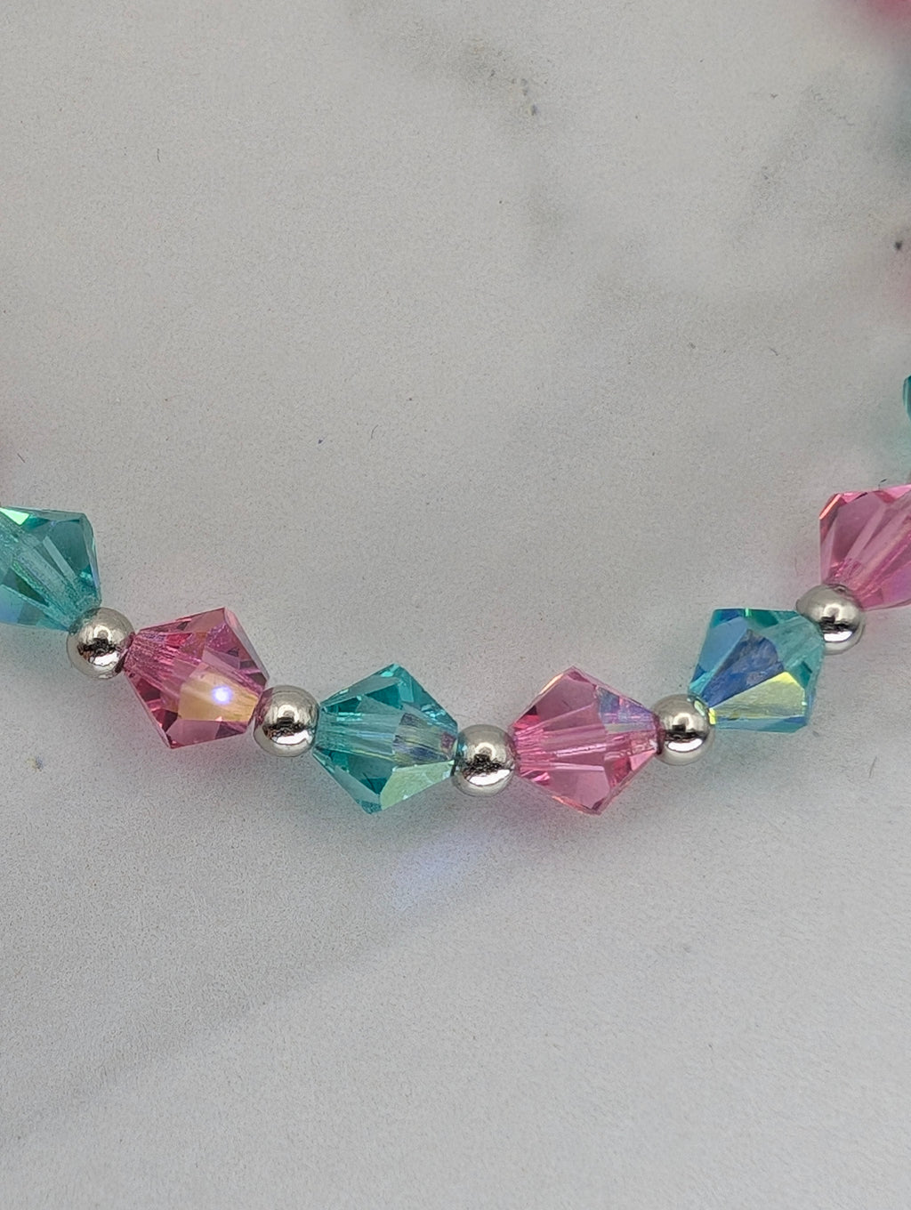 Pink and Teal Crystal Bracelet