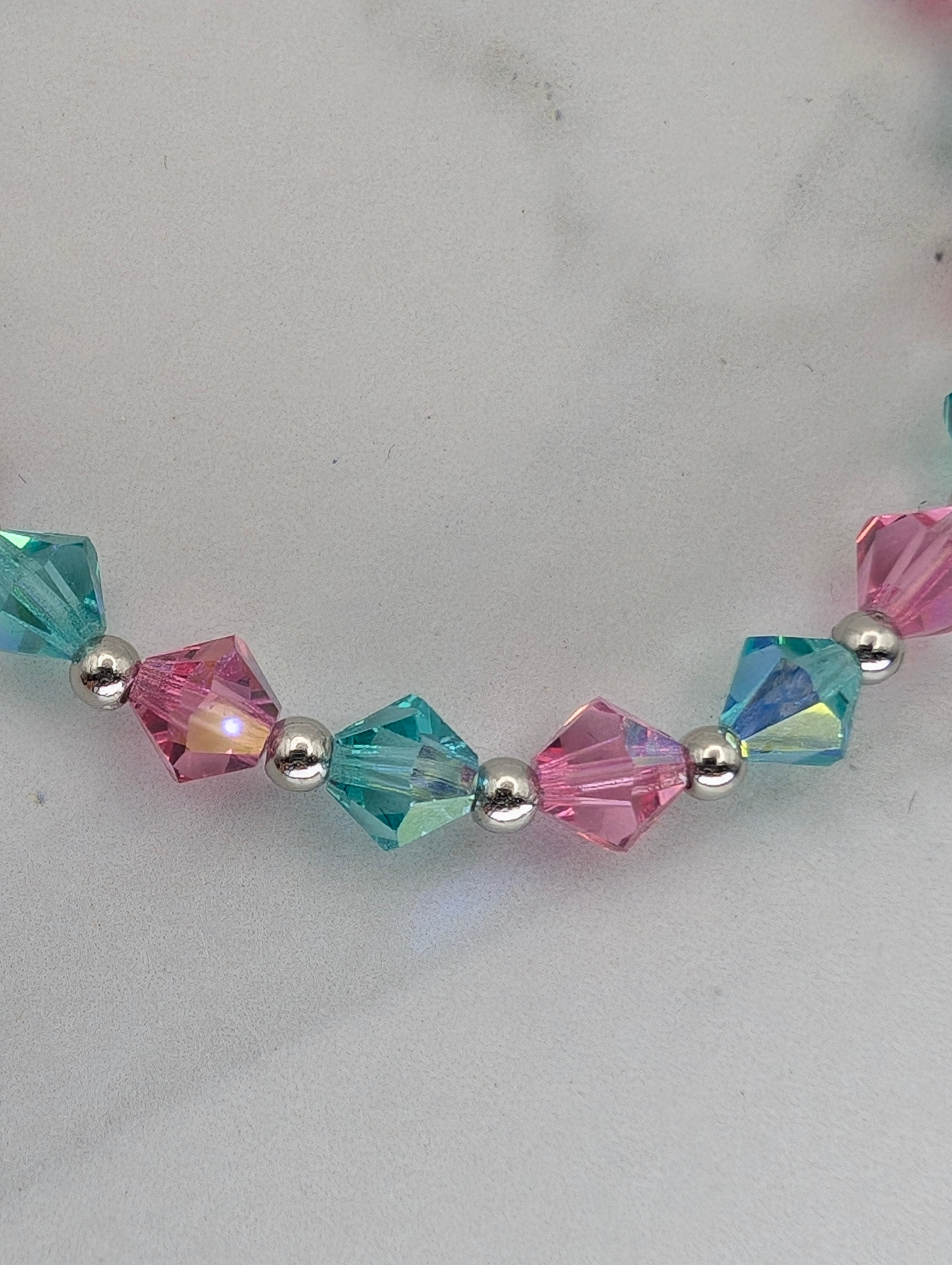 Pink and Teal Crystal Bracelet