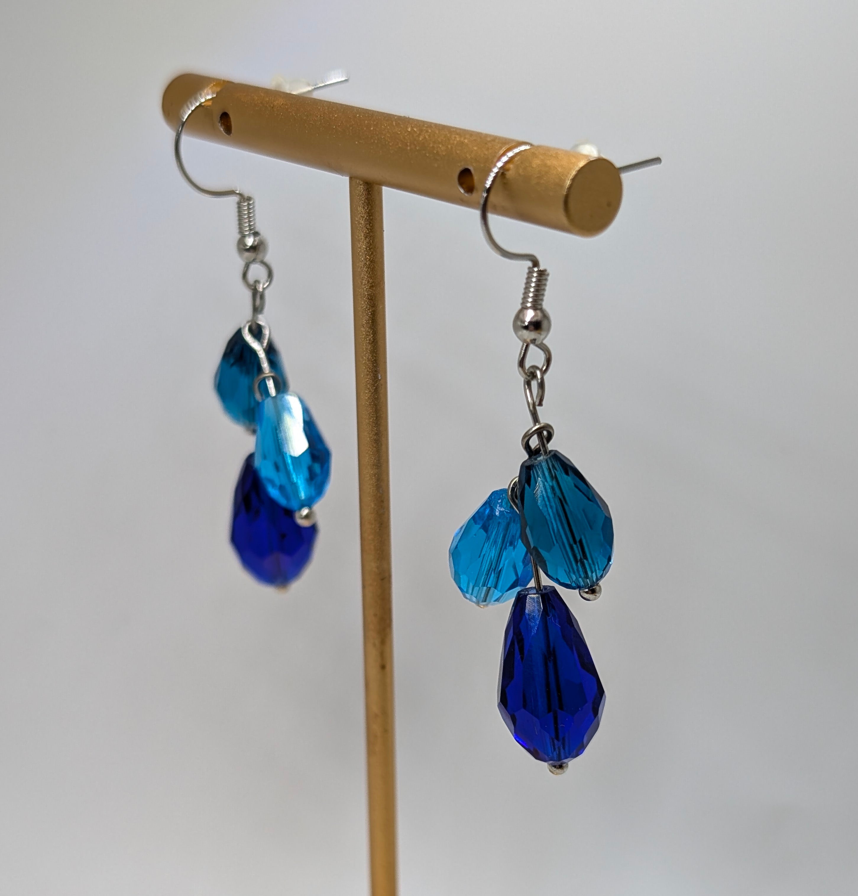 Blue Teardrop Dangle Earrings