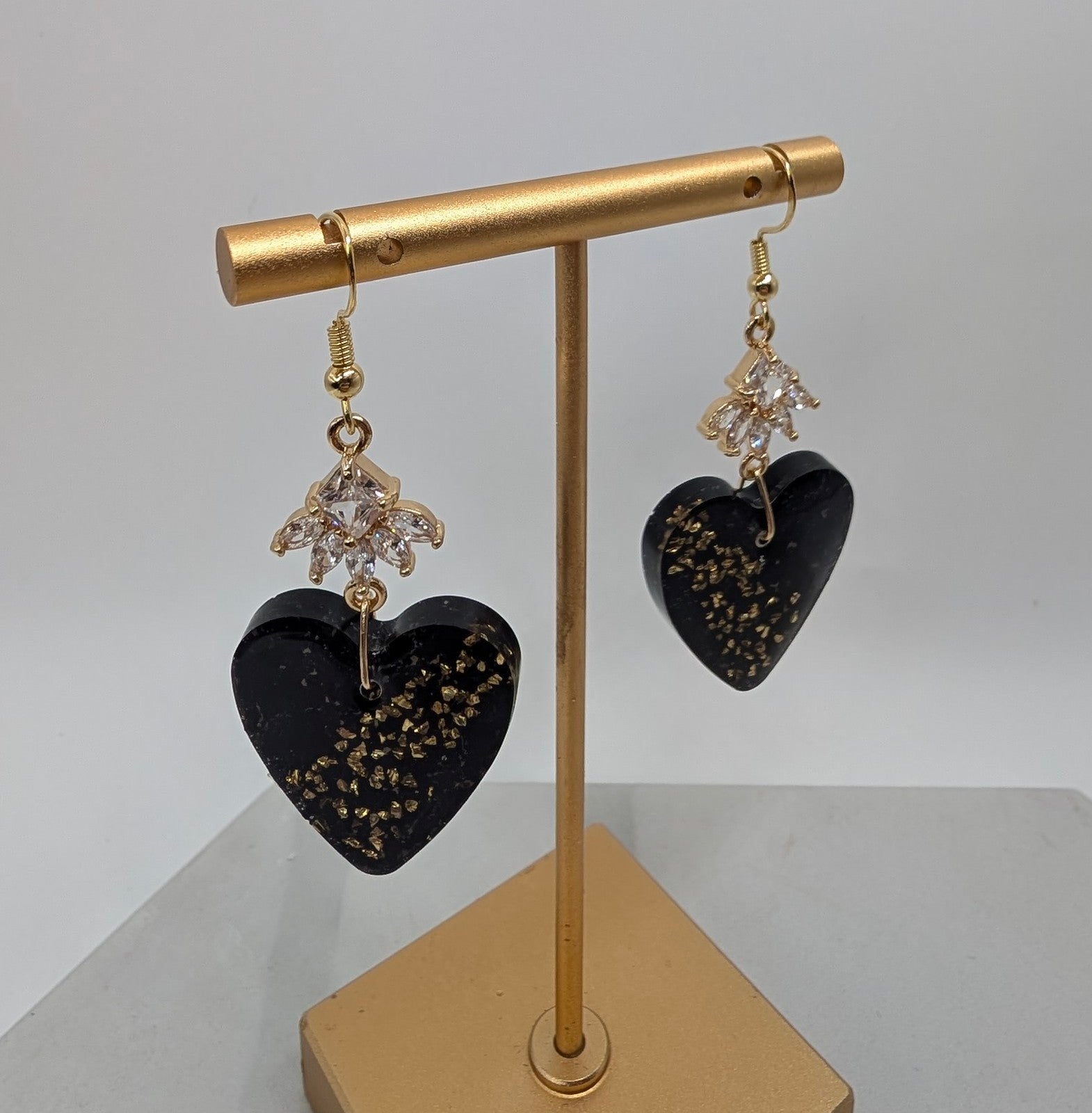 Black Heart Dangle Earrings